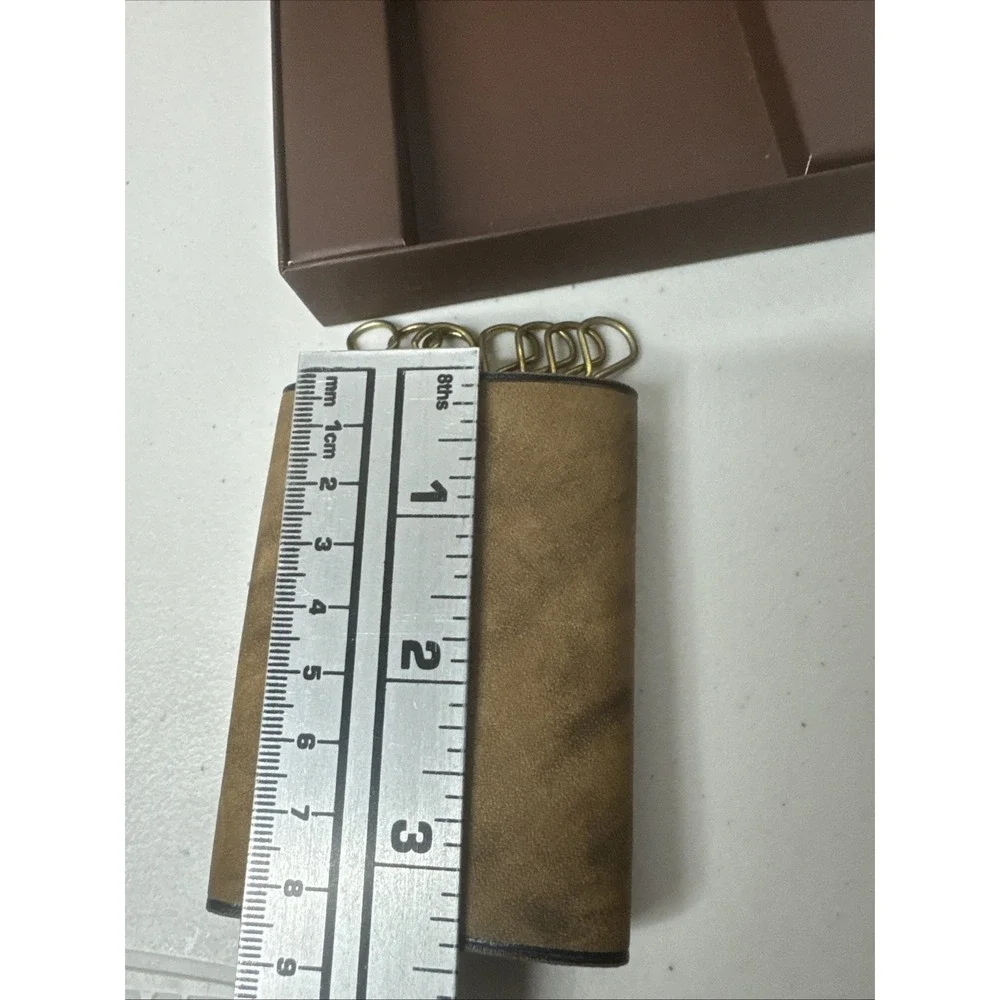 Vintage Men's Amity Tri Fold Key Holder‎ Brown Cowhide Leather +NEW Box